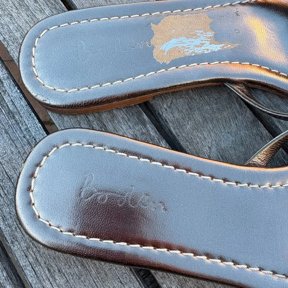 Boden Jeweled Thong Sandal Size EU 40 / US 9 Metallic Pewter